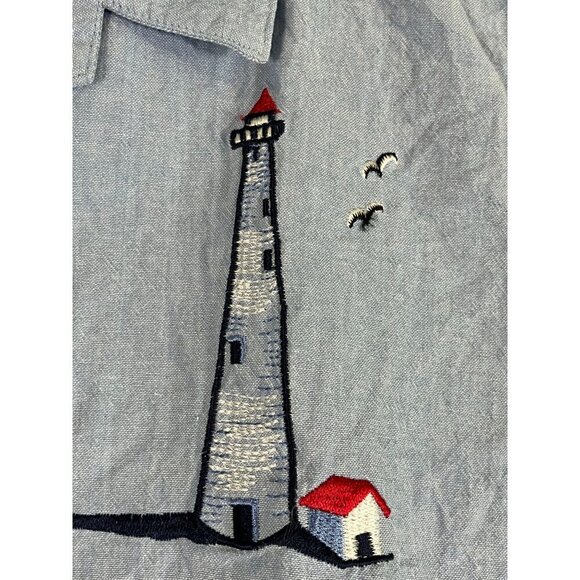 Vintage Coastal Sailboat Top PM Blue Tank Retro Classic Euro Summer Preppy 80s - Picture 9 of 16